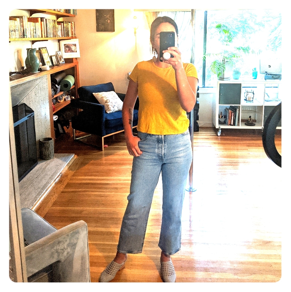 Linen cotton blend Madewell crop tee